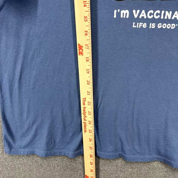 Life Is Good T Shirt XXXL Blue Cats Hug Me I’m Vaccinated Crusher - Picture 8 of 16